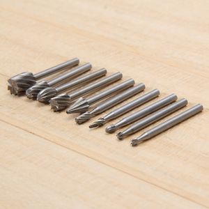 10pcs Routeur HSS BITS POUR DREMEL BITS COUPING ROTATIF COUPING DE MARGENCE DE 1/8 POUPE SÉLEVAGE DE SHANK SET TOUCHE DE TRAVAIL DE BOIS