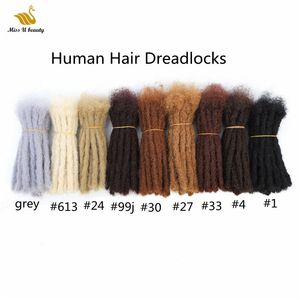 10 Uds. De rastas de cabello humano, extensiones de cabello hechas a mano de ganchillo, 8-20 pulgadas, negro, marrón, Rubio, 99j, Color gris