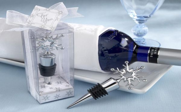 Bouchon de bouteille de vin en forme de flocon de neige, 10 pièces, avec boîte-cadeau, cadeaux de mariage pour fête prénuptiale, cadeau de noël, 1299382