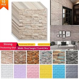 10Pcs Imitation Brick 3D Self Adhesive Panel Wall Stickers Home LivingRoom Decor Aesthetics Waterproof Modern 70X77CM Wallpaper 240420