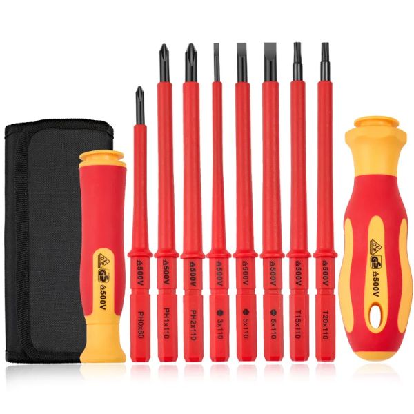 10pcs Interchangeable Blade Vde Isulated Twurviver Set with Case Magnetic 500V Home and Professional Use Electriciens Electriciens Tools