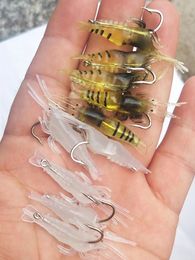 10pcs ISCA Artificial Soft Shrimp Lure Worm para cebo de pesca 13G5cm Gancho afilado Luros de cigüeñal silicona Shone Langostia Pesca 240522
