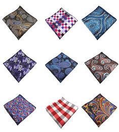 10 pièces Jemygins hommes mouchoir en soie tissé à carreaux motif Floral Hanky hommes d'affaires décontracté carré poche mouchoir de mariage Han6837665