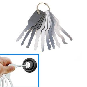 10pcs Jiggler Keys Lock Pick set Voor Dubbelzijdig Lock Pick Gereedschap Autosloten Opening Tool Kit Auto Slotenmaker tool3790619