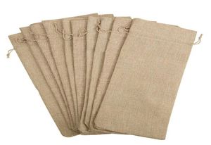 Sacs à vin de 10pcs en jute 14 x 6 14 pouces Sacs-cadeaux de bouteille de vin Hessian avec cordon 2679749