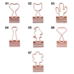 10pcs kawaii chat coeur cactus en métal en métal mini mini rose gold liant clips d'apprentissage des fournitures d'apprentissage de la papeterie de bureau scolaire