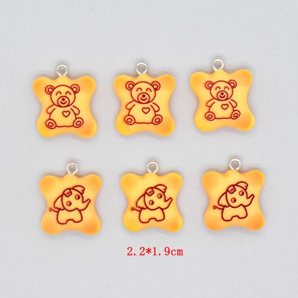 10pcs Kawaii Elephant Small Bear Biscuit Resin Charms Pendre de boulangerie mignonne pour les bijoux de trousseau de boucle d'oreille