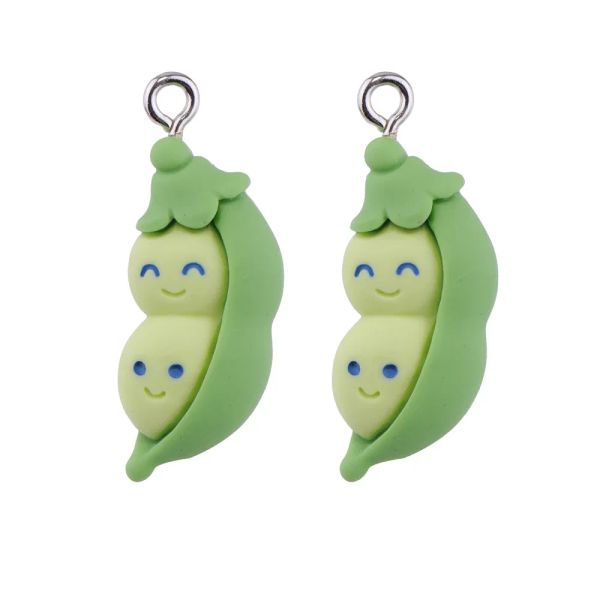 10pcs Kawaii Peascod Beans brocoli Vegetable Food Resin Charmes pour boucles d'oreilles Bracelet Kelechaines