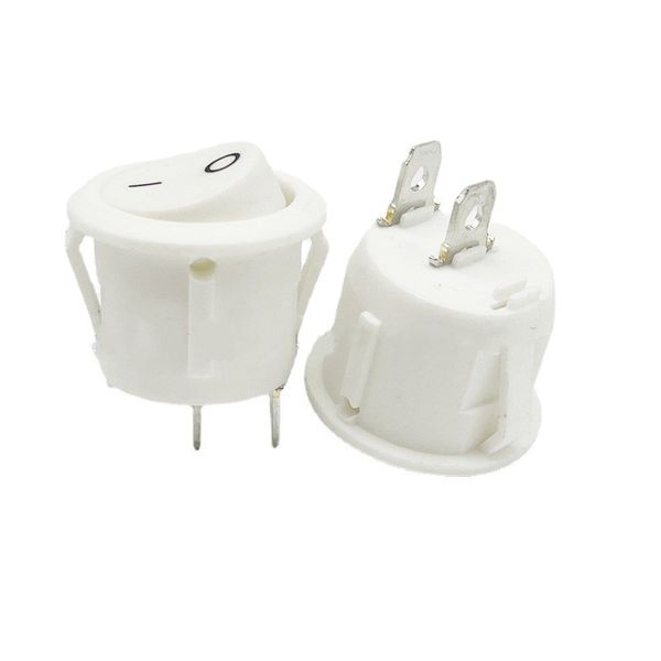 10pcs KCD1 Interrupteur à bascule de 20 mm Interrupteur à bascule blanc rond pour bateau marin 2pins ON / OFF AC250V / 6A 125V / 10A 10pcs