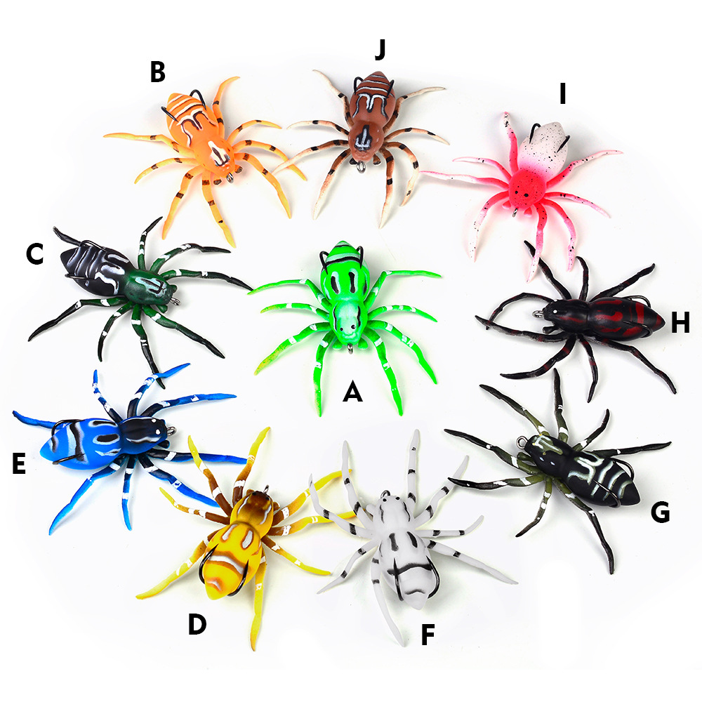 10pcs/kit Soft Spider Bait Bass Fishing Lure Padrão de pele BIONIC GIONIC PLÁSTICO FORTURA PLÁSCO