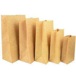 10 pcs Kraft Sacs En Papier Cadeau Emballage Biscuit Bonbons Alimentaire Cookie Snack lire Cuisson Paquet Sac De Mariage Fête D'anniversaire Fournitures 220704