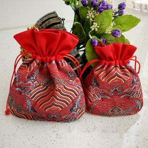 10 stks Grote zijde Satijn Brocade Verpakking Zakken Vintage Chinese Stijl Lucky Gift Bag Trekkoord Kruiden Lavendel Sachet