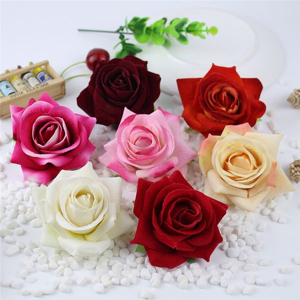 10 pièces grandes Roses en tissu de velours têtes de fleurs artificielles décoration de voiture de mariage noël Halloween fête boîte-cadeau décor flores