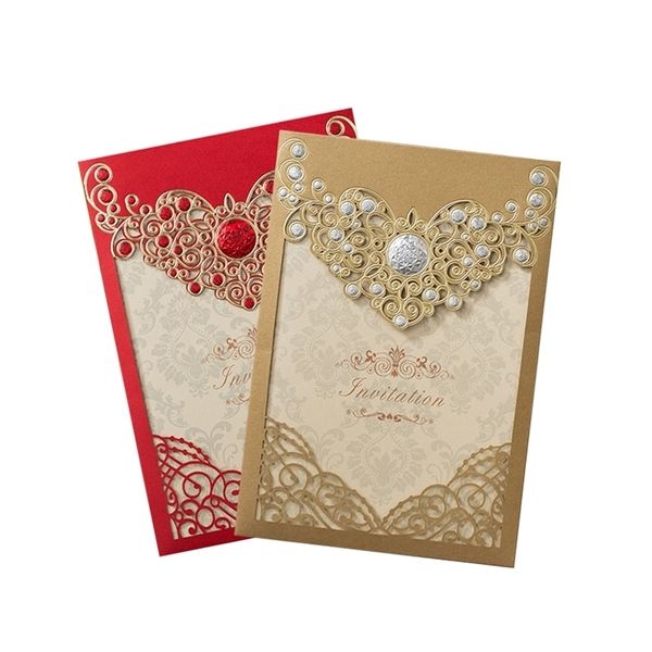 10 pcs Laser Cut Invitations Carte Couronne Flore Cartes De Voeux De Fiançailles Personnaliser Anniversaire Faveur De Mariage Décoration De Fête 220711