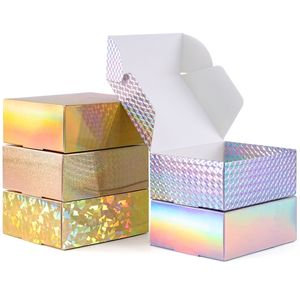 10 -stks laser goud zilveren kraft zwart -witte verpakking doos cadeau soap doos ondersteunt aangepaste maat afdrukken 220706