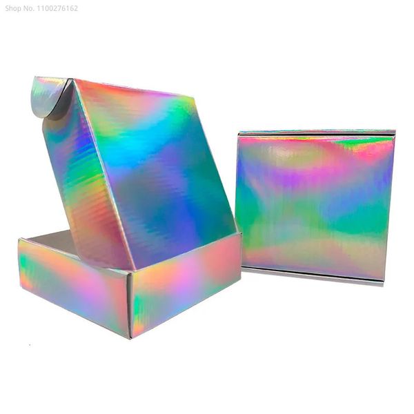 10pcs Laser Holographic Box Box Emballage épaississant la boîte en papier pour emballer les produits de fête de vacances 240416
