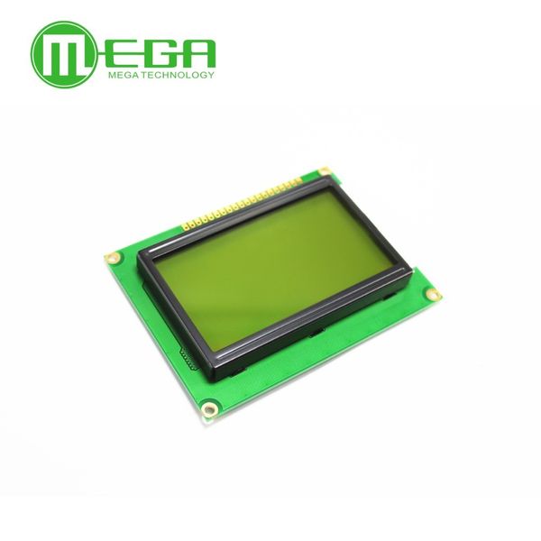 Livraison gratuite 10pcs LCD 12864 128x64 points graphique jaune vert couleur rétro-éclairage LCD 5.0V