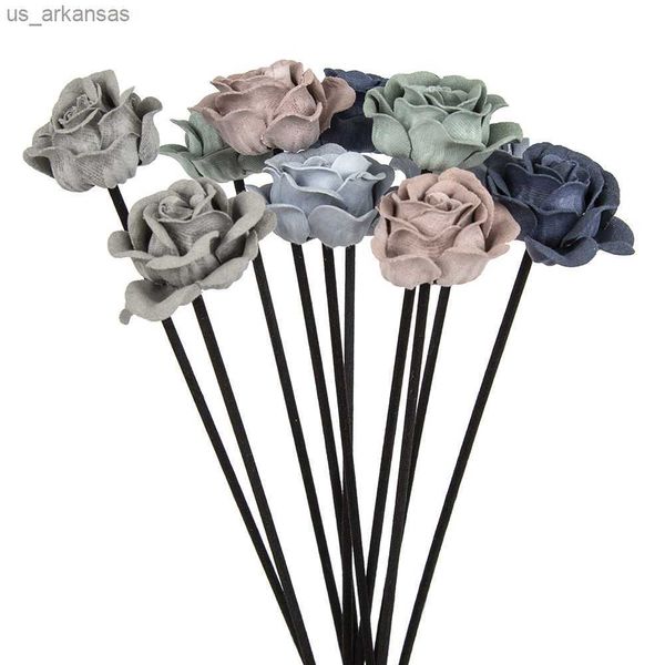 10 pièces cuir velours bleu gris fleur rotin bâtons sans feu parfums roseau diffuseur bâton bricolage ornements décor à la maison