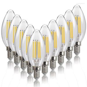 10 Uds. Lámpara de vela de filamento de bombilla LED E14 C35 Edison estilo Retro antiguo Vintage blanco frío/cálido AC220V 2W/4W/6W lámpara de araña