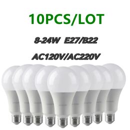 10-stcs LED-lamplampen A60/A80 E27 B22 AC120V/AC220V LICHT ECHT POWER 8W-24W 3000K/4000K/6000K Lampen voor thuis- en kantoorverlichting