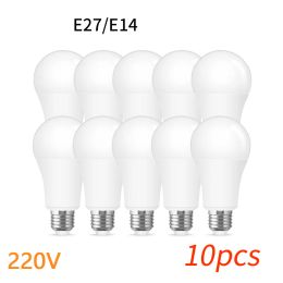 10 stcs LED -lamplampen AC220V 210V 230V E27 E14 3W 6W 9W 12W 15W 18W 20W LAMPADA BOMBILLA Woonkamer Home Luminair AP 220V