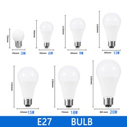 Lampes à ampoule LED 10pcs E27 E14 AC220V 110V 120V DC12V-85V 24 Bulbe Power20W 18W 15W 12W 9W 5W 3W LAMPADA LED LED HOME LED