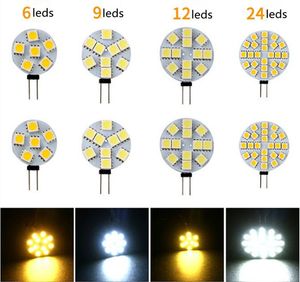 10 Uds. Bombillas LED para lámpara G4 5050 SMD 6 9 12 24 leds 12V AC DC reemplazar bombilla halógena luces foco