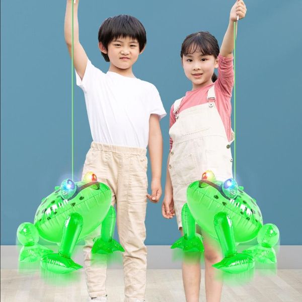 Rana luminosa LED de 10 Uds., juguetes inflables de PVC, bola de rana, Flash de rana elástica, globo de regalo de rana saltadora grande