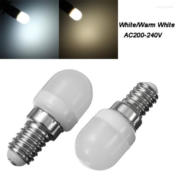 10 piezas LED Mini Refrigerador Luz E14 Boca de tornillo pequeño 2W 220V Cubierta lechosa T22 Lámpara de gabinete de bombilla Salvando energía