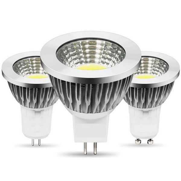 Projecteurs LED COB gu10 mr16 e27 5w en aluminium haute dissipation thermique dimmable spot downlight ampoule LED décoration intérieure AC85-265V DC12V