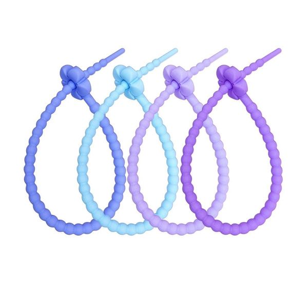 10pcs longueur 25cm Candy Colored Silicone Corde autoblocer les liens de câble avec accessoires de vêtements