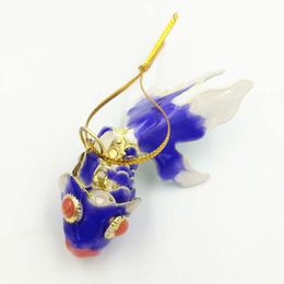 10 stks Levensechte Sway Grote Lucky Emaille Vis Charm Hanger Chinese Stijl Kerstboom Decoratie Handgemaakte Cloisonne Goldfish Hangende Ornamenten Geschenken