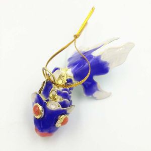 10 pcs Réaliste Sway Grand Lucky Émail Poisson Charme Pendentif Style Chinois Arbre De Noël Décoration À La Main Cloisonné Poisson Rouge Suspendus Ornements Cadeaux