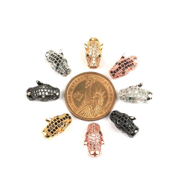 10pcs / lot 10 mm CZ SPACER Perles léopard en laiton micro pave Cubic Zirconia Perles bijoux Making DIY Charms Bracelet Wholesale CZBS44