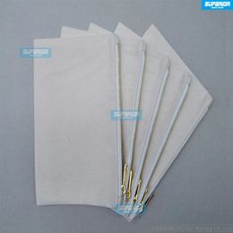 10pcs / lot 12 oz Pur Coton Toile Porte-Monnaie Couleur Naturelle Pochette En Coton Blanc Avec Fermeture À Glissière En Or Métallisé Unisexe Casual Portefeuille Avoir 235g