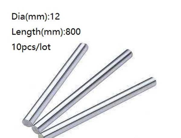 10pcs / lot 12x800mm Dia 12mm arbre linéaire 800mm long arbre trempé portant chromé barre de tige en acier pour 3d imprimante pièces cnc routeur