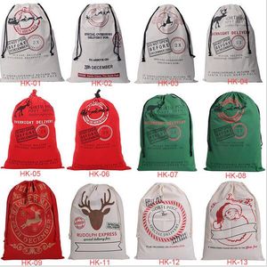 10 stks / partij Gratis Verzending 2015 Nieuwe Kerst Gift Tassen Large Canvas Santa Sack Kleur Elk Organic Heavy Canvas Trekkoord