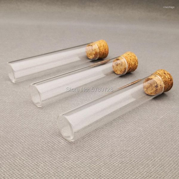 10 pièces/lot 20x100mm Tube à fond plat en verre avec bouchon en liège verrerie de laboratoire épaissie