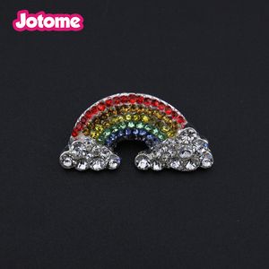 100 unids/lote 28mm Botón de hebilla de barra de arco iris de cristal de diamantes de imitación coloridos para Tarjeta De Invitación De Boda