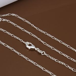 10pcs / Lot 2mm Figaro Chain 925 Sterling Silver designer bijoux Collier Chaînes avec Fermoirs De Homard Taille 16 18 20 22 24 26 28 30 Pouces