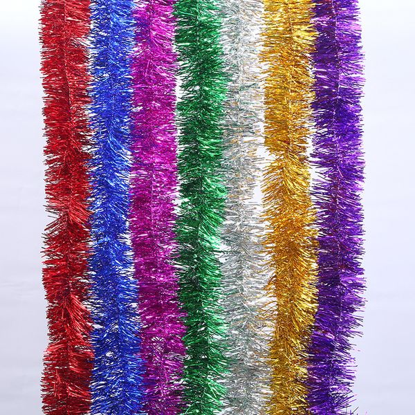 10pcs / lot 2Yards Accrocher Arbre de Noël Gold Tinsel Garland Fournitures de fête décoratives Wired Tinsedl Garlands Rubans Ornement Décoration De Mariage Anniversaire 180 * 8cm