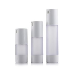 10 stks / partij 30 ml 50 ml 15 ml airless pump fles lege plastic huisdier matte flessen voor toner lotion cosmetische container reizen instelling