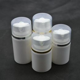 10pcs / lot 30ml Or Argent Timbre Blanc Airless En Plastique Lotion Crème Pompe Rechargeable Bouteille Vide Cosmétique Conteneurs SPB90 Sbttp