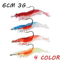 10 -stc lot 4 kleuren gemengd 6 cm 3g garnalen zachte lokaas lokt jigs haak vissen haken kunstmatige aas pesca tackle b7 43274v