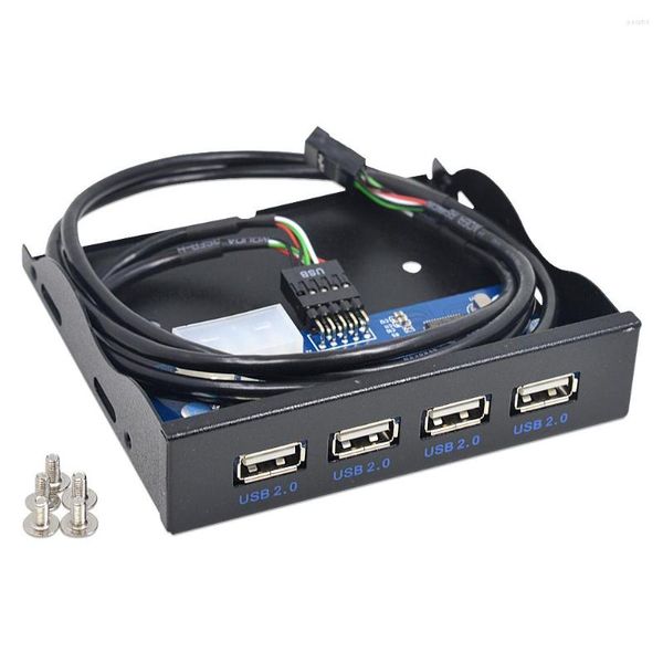 10 unids/lote 4 puertos USB 2,0 HUB disquete conector adaptador de Panel frontal interno con Cable para escritorio 3,5 