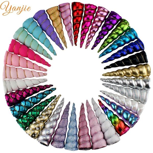 10pcs / lot 5 '' Licorne Corne Pour Filles 2020 Licorne Fête D'anniversaire Enfants DIY Licorne Corne Bandeaux Femmes Glitter Cheveux Accessoires LJ200903