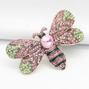 10 pièces/lot 50MM Vintage cristal rose abeille forme broche strass insectes broches pour les femmes