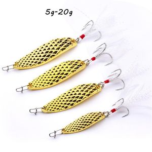 10pcs / lot 5G-20G33mm-60 5mm Or VIB Cuillères Appâts En Métal Leurres 8 6 4 # BKB Crochet Hameçons Hameçons Pesca Tackle Accessories229Q