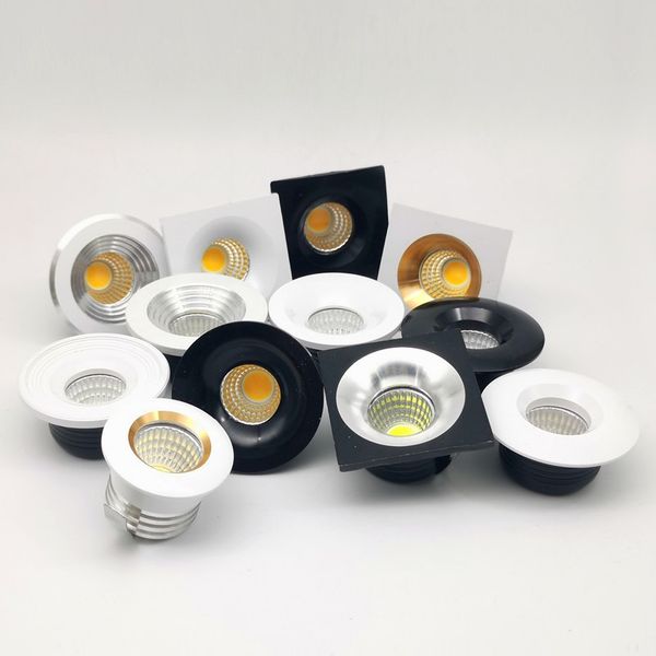 10pcs / Lot 5W Dimmable COB Downlight Mini Led Cabinet Lampes AC85-265V Mini LED Spot Spot Encastré Au Plafond Downlight Avec Led Driver CE ROHS.