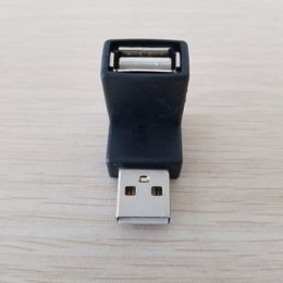 10-stcs/lot 90 graden rechthoek bovenste buiging L-type USB 2.0 type A adapter connector converter mannelijk aan vrouwelijk zwart